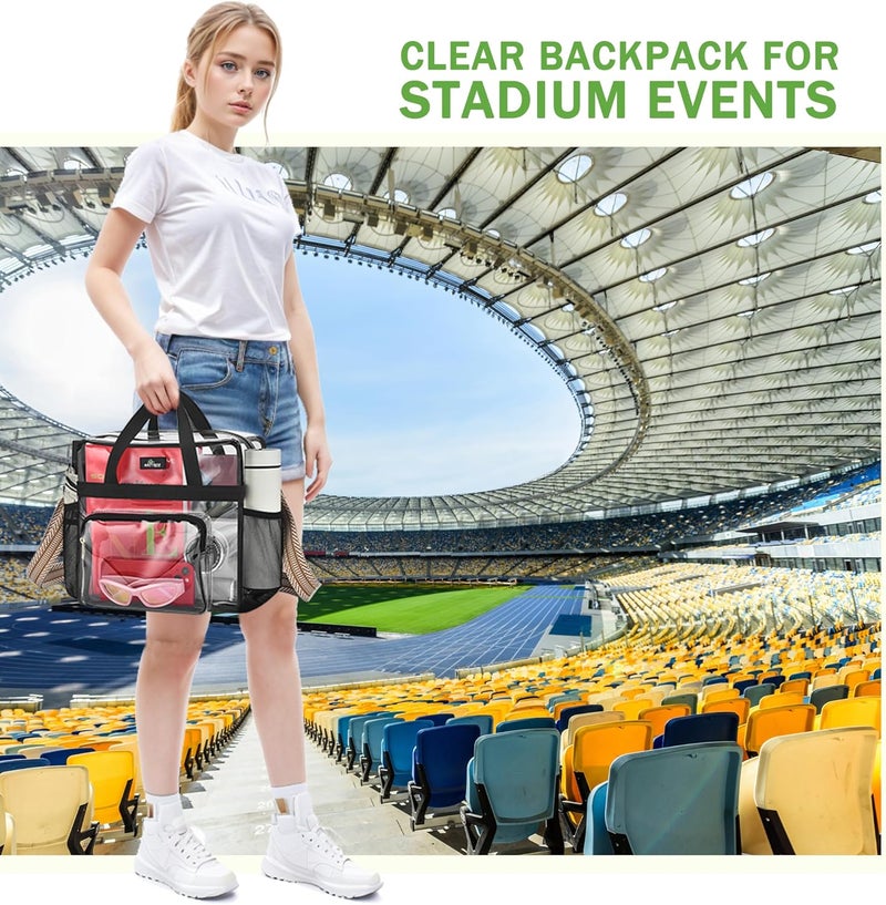 MAYTREE Clear Bag for Stadium Events, 12x6x12 Clear Tote Bag with Removable Strap, Transparent Bag for Concert Sports Festival, White Guita-Strap - Image 2